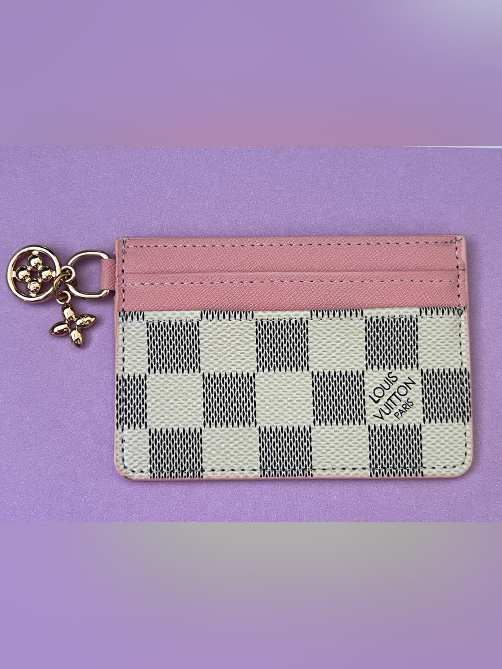 New Black and White Card Holder with pink